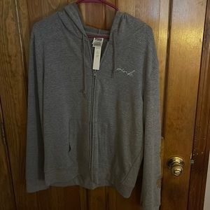 Brand new Victoria’s Secret Pink sweatshirt grey. Sequin Peaches